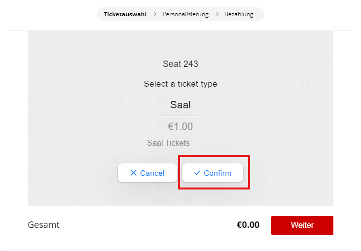 Sitzplatzwahl Bestätigung